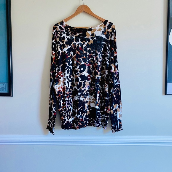 JOSEPH A MULTI COLOR ANIMAL PRINT PULLOVER SWEATER - Picture 5 of 7